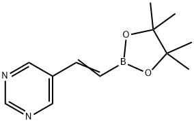 Pyrimidine, 5-[2-(4,4,5,5-tetramethyl-1,3,2-dioxaborolan-2-yl)ethenyl]- Structure