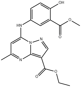 Pyrazolo[1,5-a]pyrimidine-3-carboxylic acid, 7-[[4-hydroxy-3-(methoxycarbonyl)phenyl]amino]-5-methyl-, ethyl ester Struktur