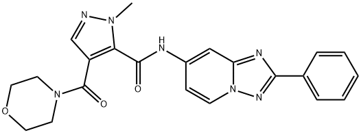 1H-Pyrazole-5-carboxamide, 1-methyl-4-(4-morpholinylcarbonyl)-N-(2-phenyl[1,2,4]triazolo[1,5-a]pyridin-7-yl)-,1380329-87-2,结构式
