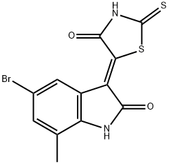 2H-Indol-2-one, 5-bromo-1,3-dihydro-7-methyl-3-(4-oxo-2-thioxo-5-thiazolidinylidene)-, (3Z)- Structure