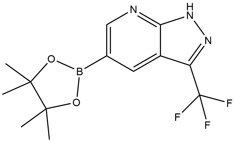 5-(4,4,5,5-tetramethyl-1,3,2-dioxaborolan-2-yl)-3-(trifluoromethyl)-1H-pyrazolo[3,4-b]pyridine 结构式
