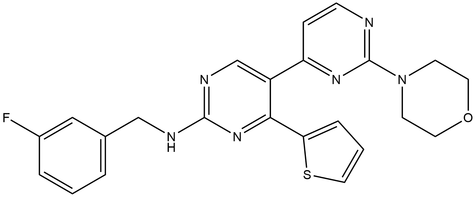 N-[(3-Fluorophenyl)methyl]-2-(4-morpholinyl)-4′-(2-thienyl)[4,5′-bipyrimidin]-2′-amine Struktur