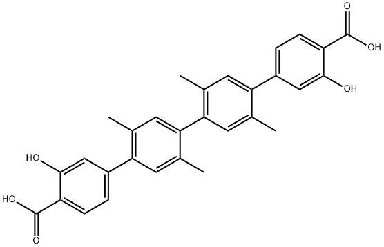 [1,1':4',1'':4'',1'''-Quaterphenyl]-4,4'''-dicarboxylic acid, 3,3'''-dihydroxy-2',2'',5',5''-tetramethyl- Structure