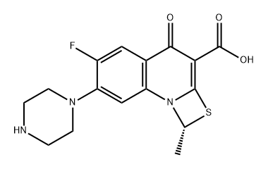 1H,4H-[1,3]Thiazeto[3,2-a]quinoline-3-carboxylic acid, 6-fluoro-1-methyl-4-oxo-7-(1-piperazinyl)-, (1R)- Struktur