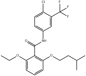N-[4-Chloro-3-(trifluoromethyl)phenyl]-2-ethoxy-6-(3-methylbutoxy)benzamide,1383934-33-5,结构式