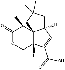 Pentaleno[1,6a-c]pyran-5-carboxylic acid, 1,2,4,4a,6a,7,8,9-octahydro-1,8,8-trimethyl-2-oxo-, (1S,4aR,6aS,9aR)-,138458-84-1,结构式