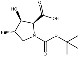 1,2-Pyrrolidinedicarboxylic acid, 4-fluoro-3-hydroxy-, 1-(1,1-dimethylethyl) ester, (2S,3S,4S)- Structure