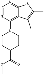 methyl 1-{5,6-dimethylthieno[2,3-d]pyrimidin-4-yl}piperidine-4-carboxylate 结构式