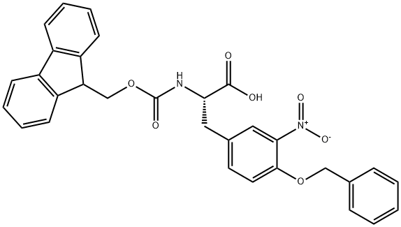 N-α-(9-Fluorenylmethoxycarbonyl)-O-benzyl-3-nitro-L-tyrosine 化学構造式