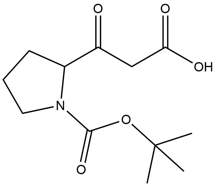 3-(1-(tert-butoxycarbonyl)pyrrolidin-2-yl)-3-oxopropanoic acid 结构式