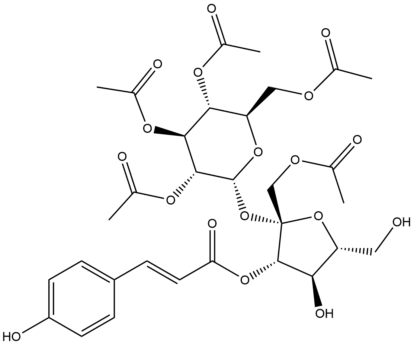 α-D-Glucopyranoside, 1-O-acetyl-3-O-[(2E)-3-(4-hydroxyphenyl)-1-oxo-2-propen-1-yl]-β-D-fructofuranosyl, 2,3,4,6-tetraacetate
