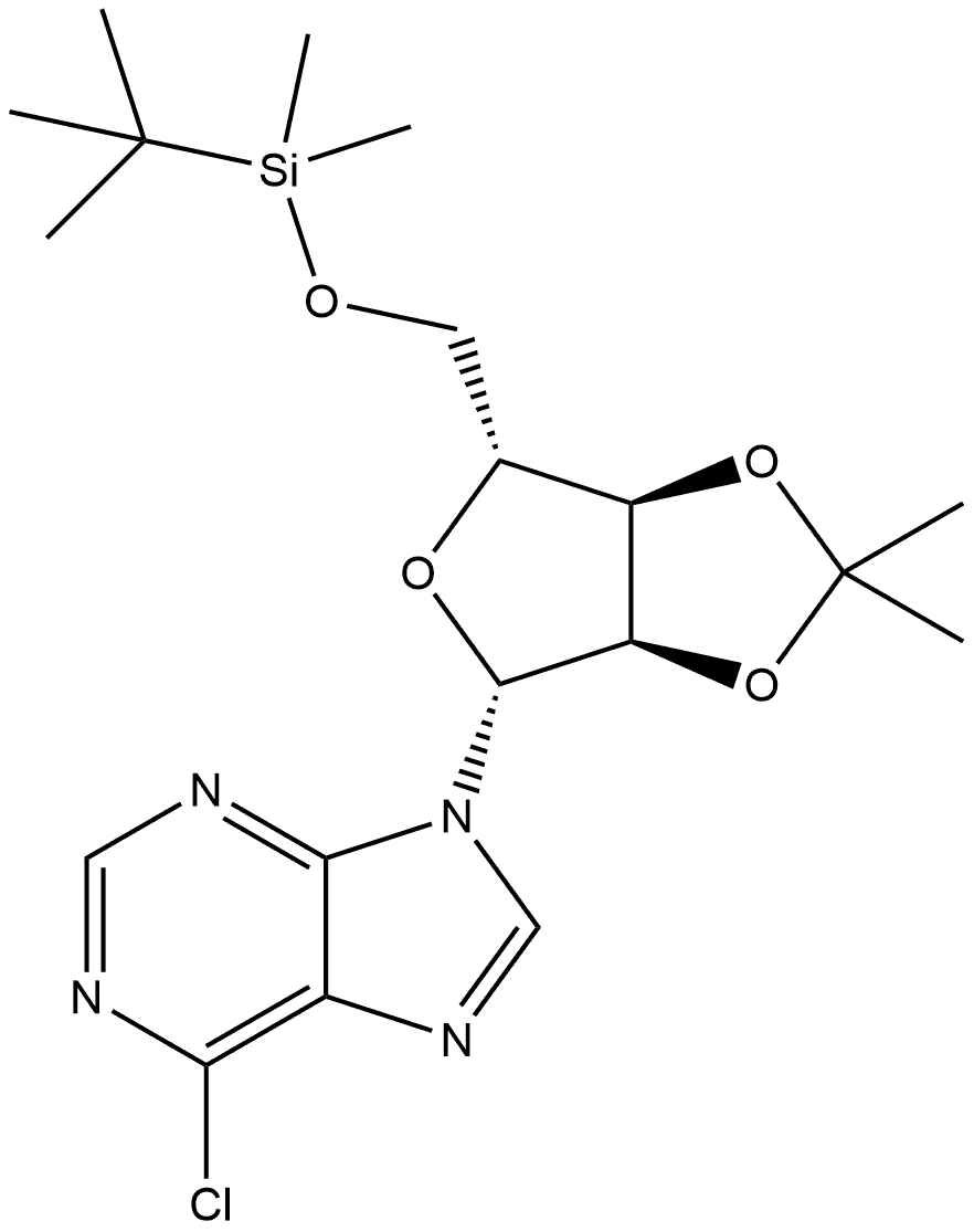 9H-Purine, 6-chloro-9-[5-O-[(1,1-dimethylethyl)dimethylsilyl]-2,3-O-(1-methylethylidene)-β-D-ribofuranosyl]- Structure