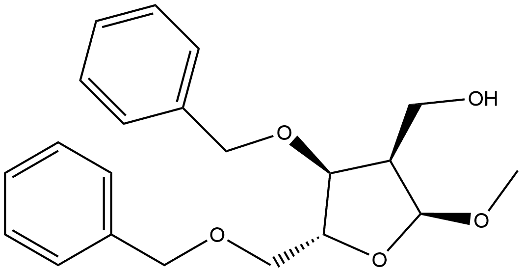 methyl 3,5-di-O-benzyl-2-deoxy-2-α-hydroxymethyl-α-D-ribofuranoside Struktur