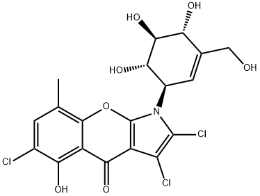 [1]Benzopyrano[2,3-b]pyrrol-4(1H)-one, 2,3,6-trichloro-5-hydroxy-8-methyl-1-[(1R,4R,5S,6S)-4,5,6-trihydroxy-3-(hydroxymethyl)-2-cyclohexen-1-yl]-|