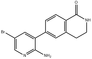 6-(2-氨基-5-溴吡啶-3-基)-3,4-二氢异喹啉-1(2H)-酮 结构式