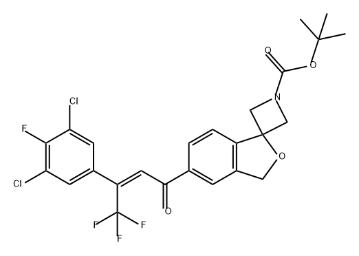 Spiro[azetidine-3,1'(3'H)-isobenzofuran]-1-carboxylic acid, 5'-[(2Z)-3-(3,5-dichloro-4-fluorophenyl)-4,4,4-trifluoro-1-oxo-2-buten-1-yl]-, 1,1-dimethylethyl ester Struktur