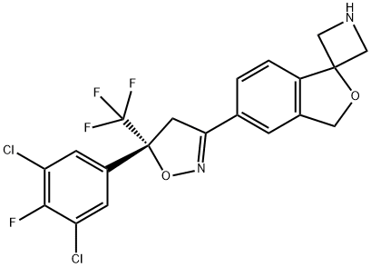 Spiro[azetidine-3,1'(3'H)-isobenzofuran], 5'-[(5R)-5-(3,5-dichloro-4-fluorophenyl)-4,5-dihydro-5-(trifluoromethyl)-3-isoxazolyl]- Structure