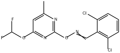 Benzaldehyde, 2,6-dichloro-, O-[4-(difluoromethoxy)-6-methyl-2-pyrimidinyl]oxime Structure