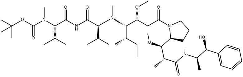 L-Valinamide, N-[(1,1-dimethylethoxy)carbonyl]-N-methyl-L-valyl-N-[(1S,2R)-4-[(2S)-2-[(1R,2R)-3-[[(1R,2S)-2-hydroxy-1-methyl-2-phenylethyl]amino]-1-methoxy-2-methyl-3-oxopropyl]-1-pyrrolidinyl]-2-methoxy-1-[(1S)-1-methylpropyl]-4-oxobutyl]-N-methyl- Struktur