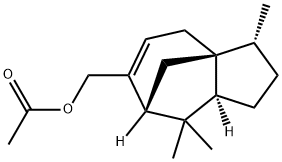 酢酸[[(3R)-2,3,4,7,8,8aβ-ヘキサヒドロ-3β,8,8-トリメチル-1H-3aα,7α-メタノアズレン]-6-イル]メチル 化学構造式