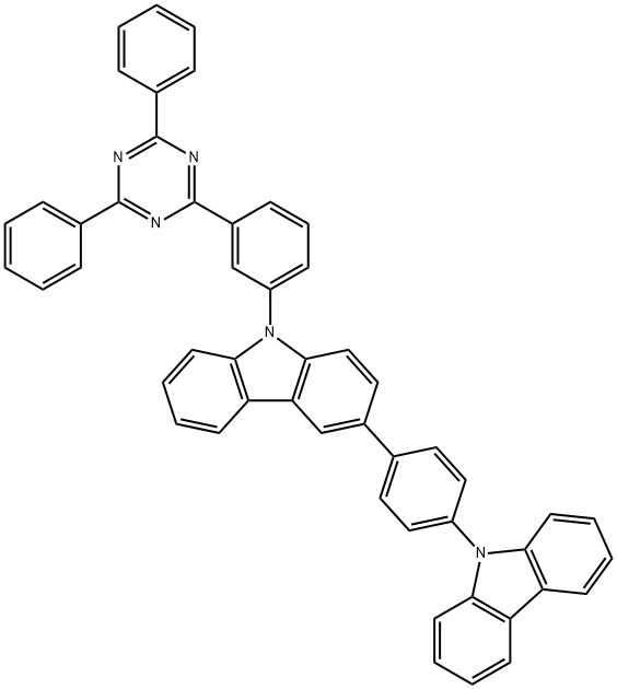 9H-Carbazole, 3-[4-(9H-carbazol-9-yl)phenyl]-9-[3-(4,6-diphenyl-1,3,5-triazin-2-yl)phenyl]-|3-(4-(9H-咔唑-9-基)苯基)-9-(3-(4,6-二苯基-1,3,5-三嗪-2-基)苯基)-9H-咔唑