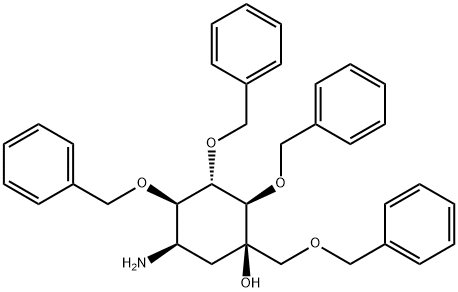 4-Amino-3,4-dideoxy-2-C-[(phenylmethoxy)methyl]-1,5,6-tris-O-(phenylmethyl)-D-epi-inositol Struktur