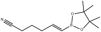 5-Hexenenitrile, 6-(4,4,5,5-tetramethyl-1,3,2-dioxaborolan-2-yl)-, (5E)- Struktur