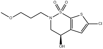 2H-Thieno[3,2-e]-1,2-thiazin-4-ol, 6-chloro-3,4-dihydro-2-(3-methoxypropyl)-, 1,1-dioxide, (4R)- Struktur