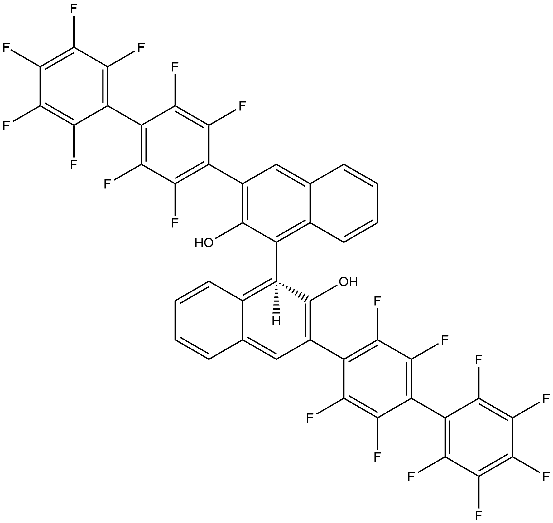 (3R)-3,3'-bis(perfluoro-[1,1'-biphenyl]-4-yl)-[1,1'-binaphthalene]-2,2'-diol Structure