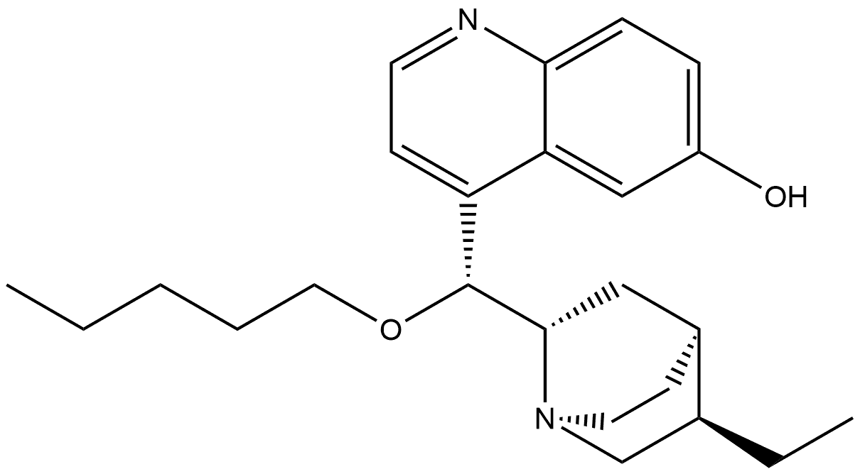 Cinchonan-6'-ol, 10,11-dihydro-9-(pentyloxy)-, (8α,9R)- Structure