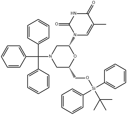 7-O-(tert-butyldiphenylsilyl)-N-trityl morpholinothymidine 结构式