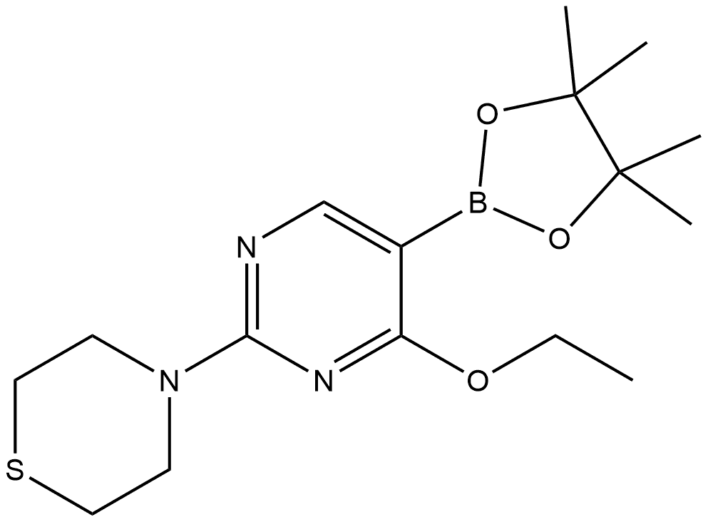 4-[4-Ethoxy-5-(4,4,5,5-tetramethyl-1,3,2-dioxaborolan-2-yl)-2-pyrimidinyl]thi... Structure