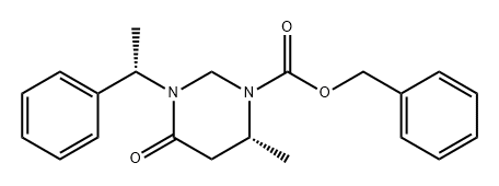 1(2H)-Pyrimidinecarboxylic acid, tetrahydro-6-methyl-4-oxo-3-[(1S)-1-phenylethyl]-, phenylmethyl ester, (6R)- Struktur