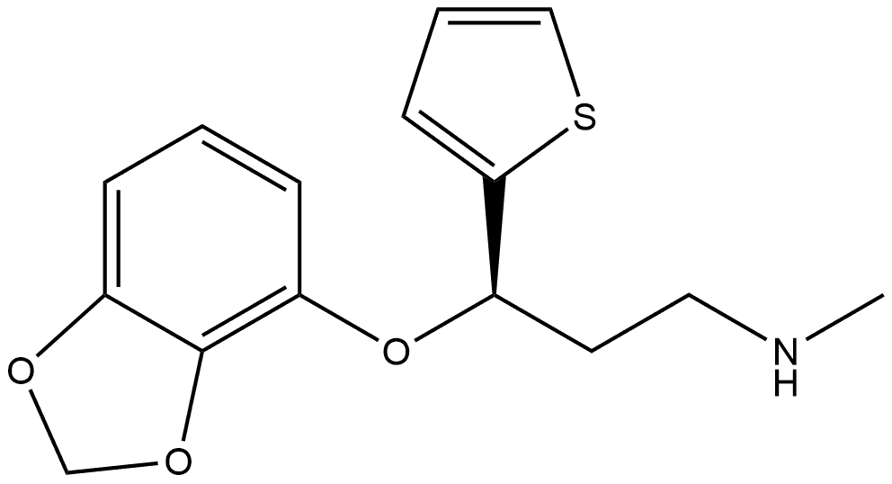 2-Thiophenepropanamine, γ-(1,3-benzodioxol-4-yloxy)-N-methyl-, (γR)- Struktur