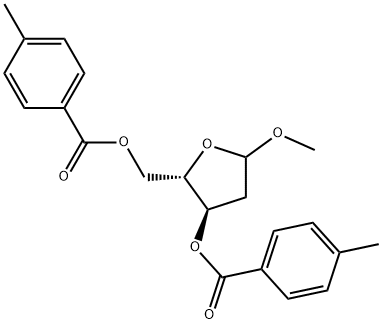L-erythro-Pentofuranoside, methyl 2-deoxy-, 3,5-bis(4-methylbenzoate) Structure