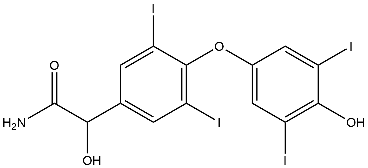 2-HYDROXY-2-(4-(4-HYDROXY-3,5-DIIODOPHENOXY)-3,5-DIIODOPHENYL)ACETAMIDE 结构式