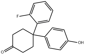 Cyclohexanone, 4-(2-fluorophenyl)-4-(4-hydroxyphenyl)- Structure