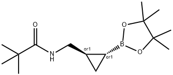 Propanamide, 2,2-dimethyl-N-[[(1R,2R)-2-(4,4,5,5-tetramethyl-1,3,2-dioxaborolan-2-yl)cyclopropyl]methyl]-, rel- Structure