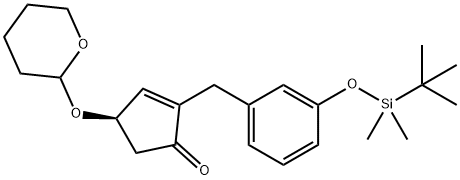 2-Cyclopenten-1-one, 2-[[3-[[(1,1-dimethylethyl)dimethylsilyl]oxy]phenyl]methyl]-4-[(tetrahydro-2H-pyran-2-yl)oxy]-, (4R)- 化学構造式