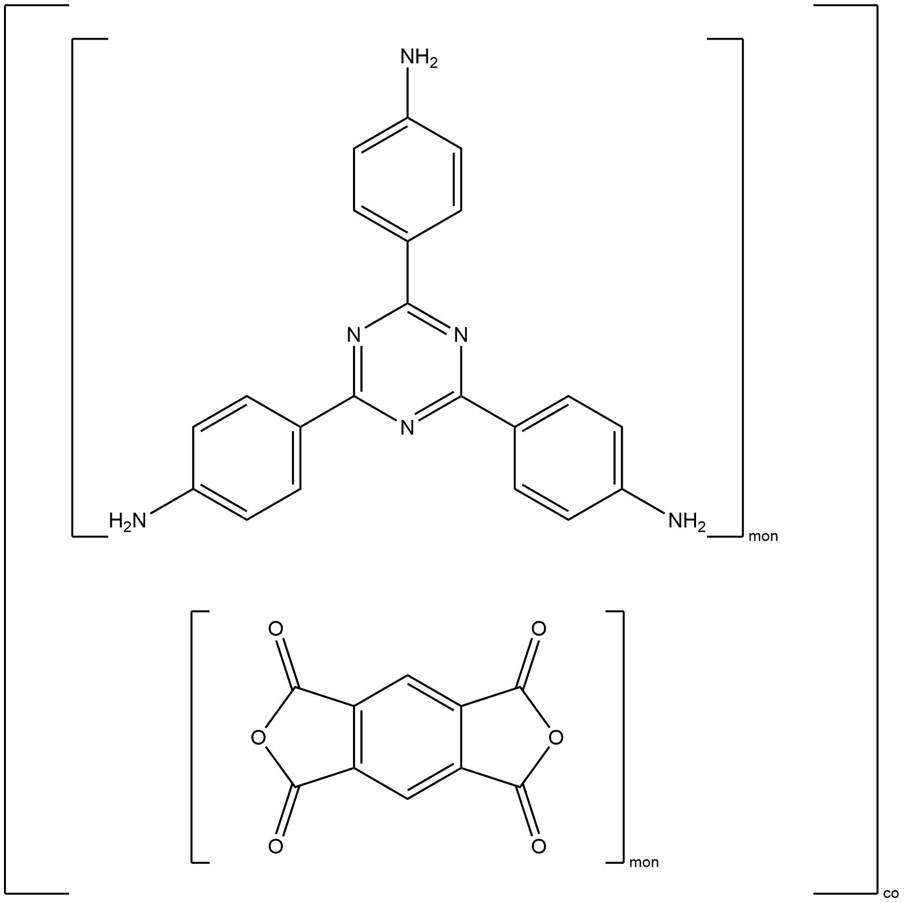 1H,3H-Benzo[1,2-c:4,5-c′]difuran-1,3,5,7-tetrone, polymer with 4,4′,4′′-(1,3,5-triazine-2,4,6-triyl)tris[benzenamine] Structure