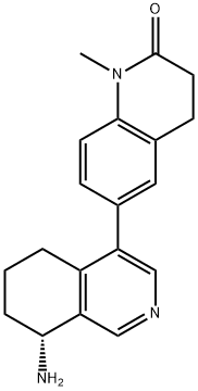 2(1H)-Quinolinone, 6-[(8R)-8-amino-5,6,7,8-tetrahydro-4-isoquinolinyl]-3,4-dihydro-1-methyl- Struktur