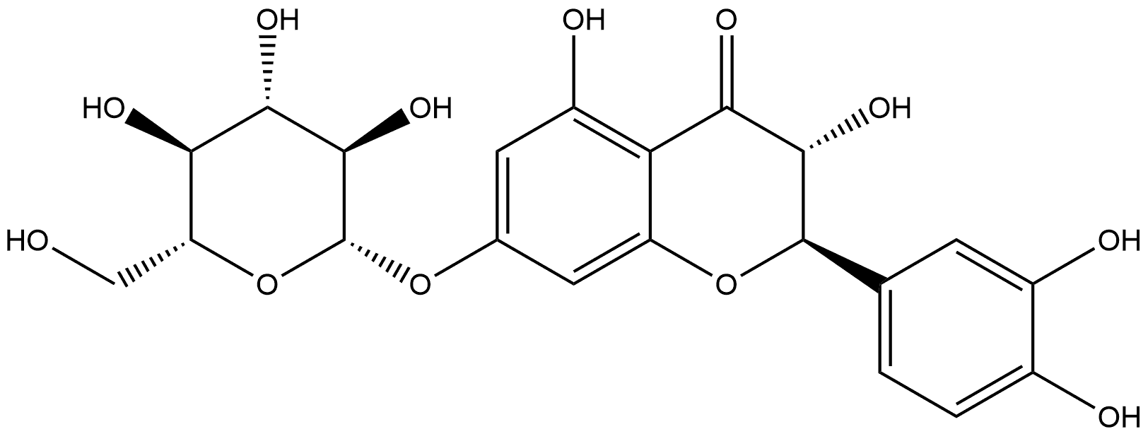 Taxifolin 7-O-β-D-glucoside, 14292-40-1, 结构式