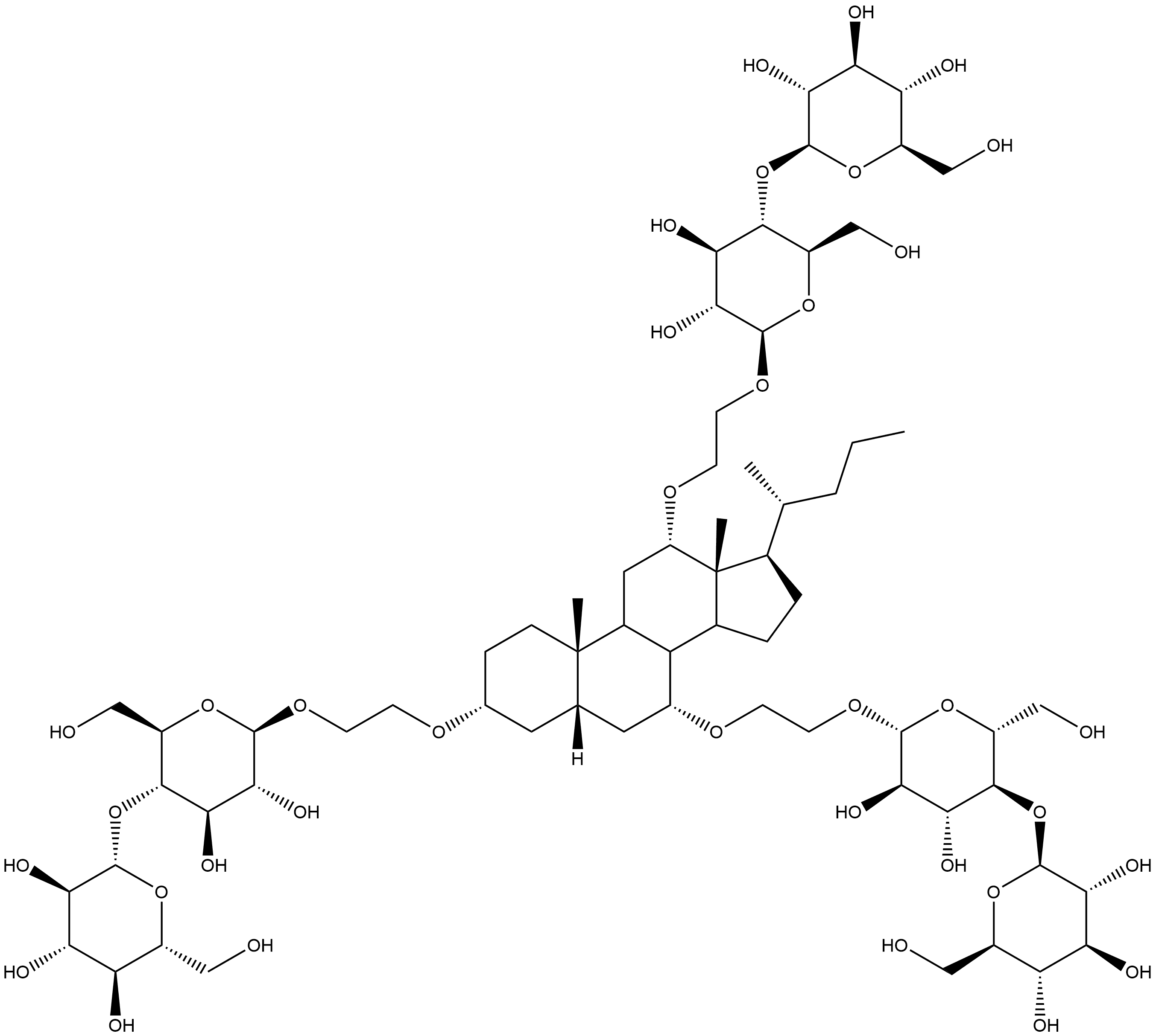 3Α,7Α,12Α - 三 - ((O-Β-D-吡喃麦芽糖)乙氧基)-胆烷,1429405-96-8,结构式