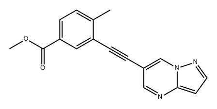 Benzoic acid, 4-methyl-3-(2-pyrazolo[1,5-a]pyrimidin-6-ylethynyl)-, methyl ester Structure