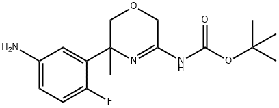 tert-Butyl (5-(5-amino-2-fluorophenyl)-5-methyl-5,6-dihydro-2H-1,4-oxazin-3-yl)carbamate Structure