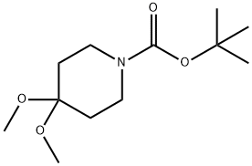 1-Piperidinecarboxylic acid, 4,4-dimethoxy-, 1,1-dimethylethyl ester,1430111-59-3,结构式