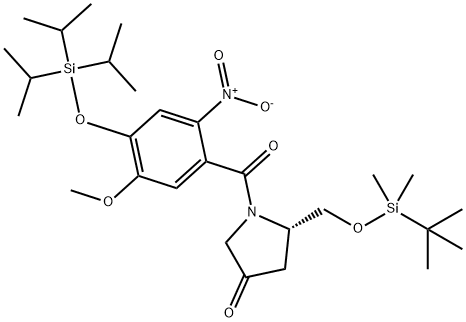 3-Pyrrolidinone, 5-[[[(1,1-dimethylethyl)dimethylsilyl]oxy]methyl]-1-[5-methoxy-2-nitro-4-[[tris(1-methylethyl)silyl]oxy]benzoyl]-, (5S)- Structure