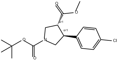 1,3-Pyrrolidinedicarboxylic acid, 4-(4-chlorophenyl)-, 1-(1,1-dimethylethyl) 3-methyl ester, (3R,4S)-rel- Structure