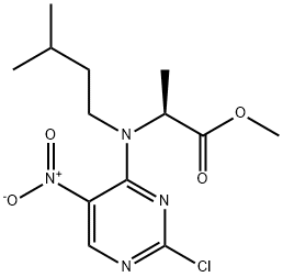Alanine, N-(2-chloro-5-nitro-4-pyrimidinyl)-N-(3-methylbutyl)-, methyl ester,1435462-61-5,结构式