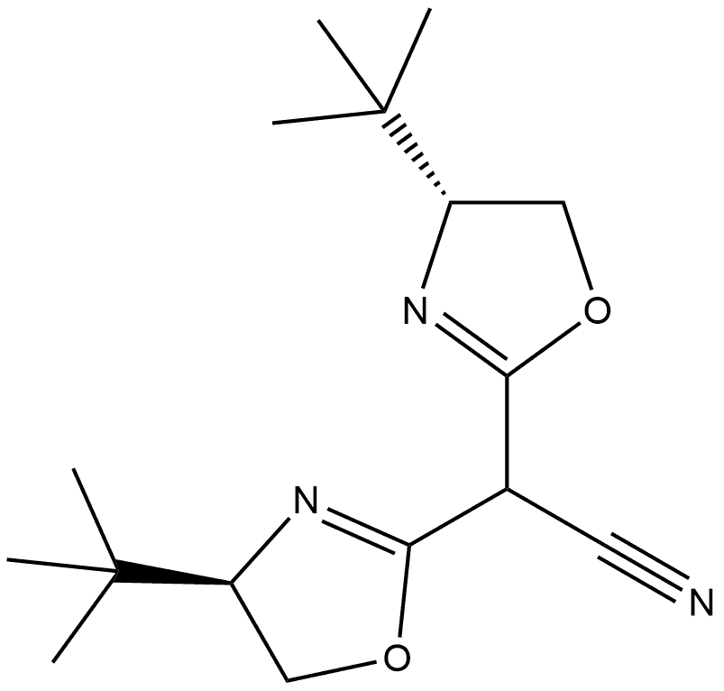 2,2-双((R)-4-(叔丁基)-4,5-二氢恶唑-2-基)乙腈, 1442644-13-4, 结构式